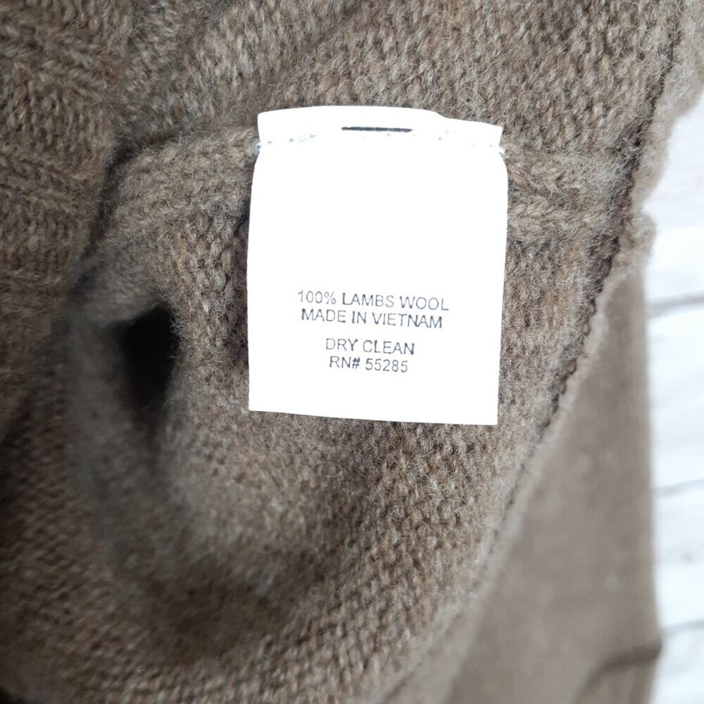 Express Mens 100% Lambs Wool Sweater M Crow Neck Long Sleeve Tan 158 - Picture 4 of 4